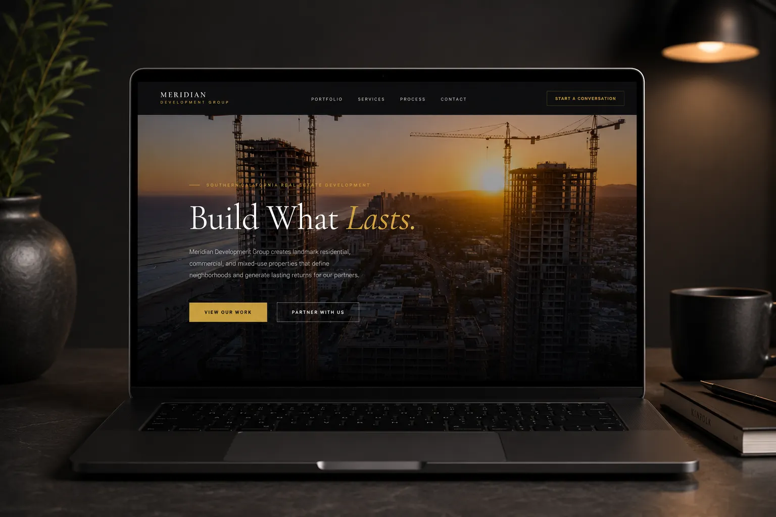 Meridian Development Group real estate developer landing page